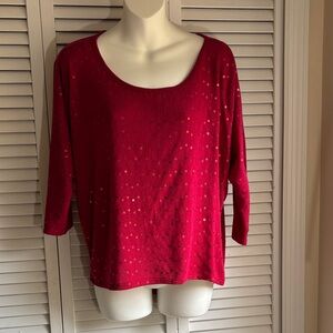 Almost Famous Red Sequin Long Sleeve Top